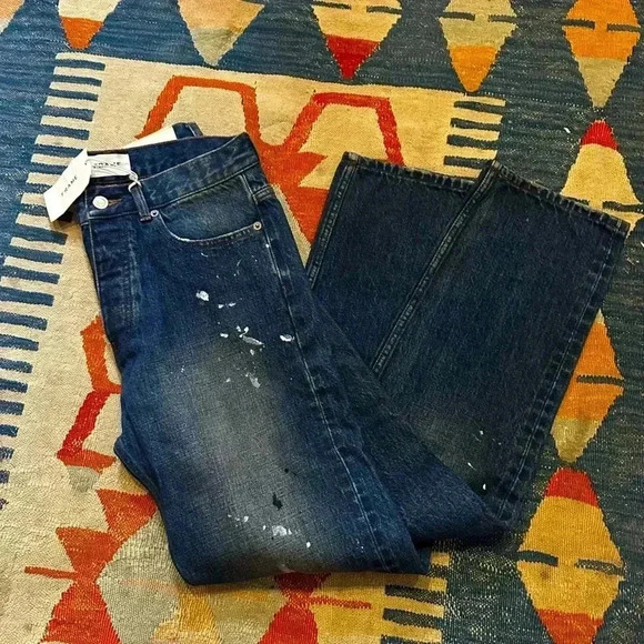 NWT Frame Denim l’homme slim fit/straight leg Everhart paint distressed jeans - Picture 4 of 11
